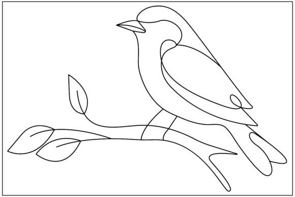 Bird Peeking Branch Line Art