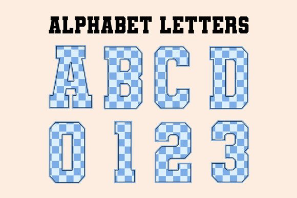 Blue Checkered Coquette Alphabet Letters