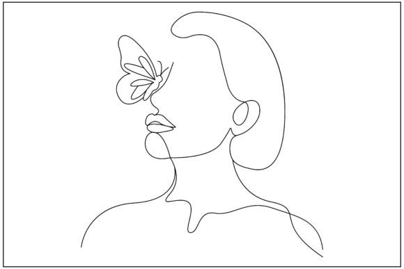 Butterfly Nose Woman Line Art