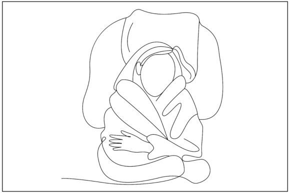 Cozy Blanket Woman Line Art