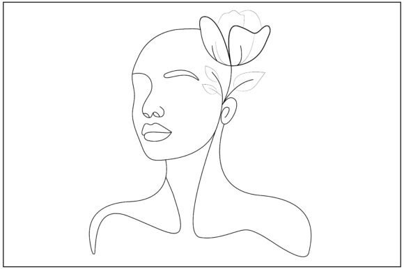 Empowered Floral Portrait Line Art