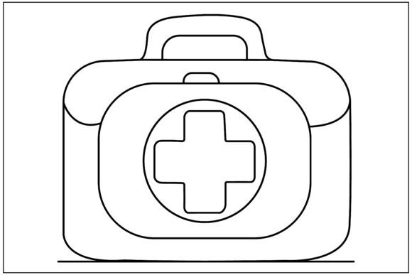 First Aid Travel Kit Line Art