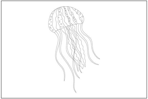 Jellyfish Centered Composition Line Art