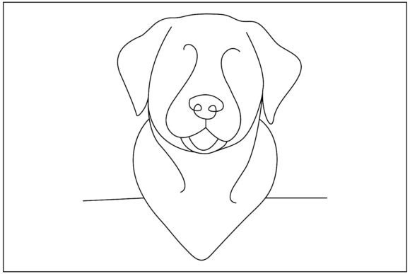 Labrador Retriever Peeking Line Art