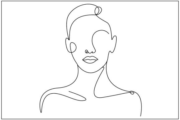 Modern Feminine Face Line Art