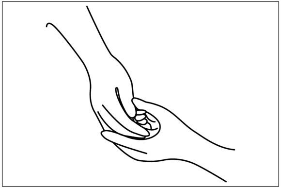 Mother Baby Hands Line Art