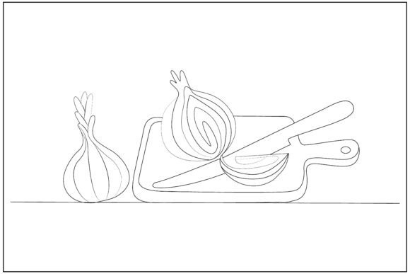 Onion Chopping Board Line Art