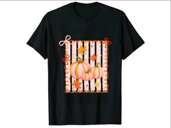 Pink Pumpkin Autumn T-Shirt Design