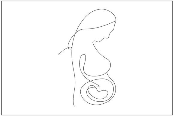 Pregnant Womb Line Art