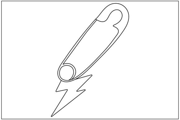 Safety Pin Lightning Line Art Rebel