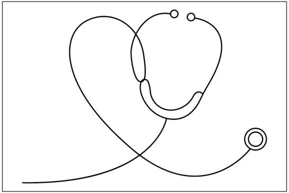 Stethoscope Heart Shape Line Art
