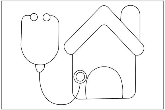 Stethoscope House Line Art