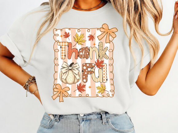 Thankful Coquette Pumpkin Fall T-Shirt