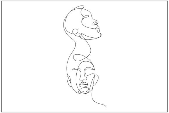 Two Faces Minimal Line Art