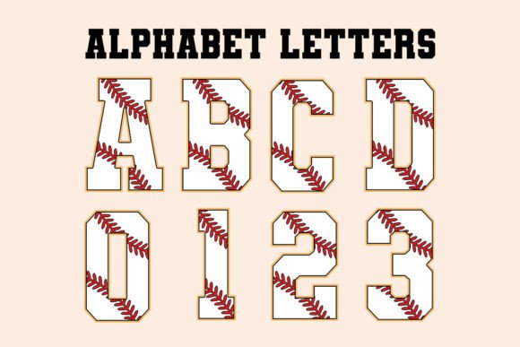 White Baseball Coquette Alphabet Letters