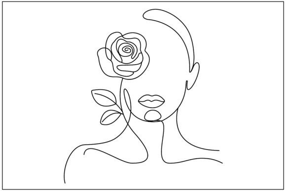 Woman Rose Eye Line Art